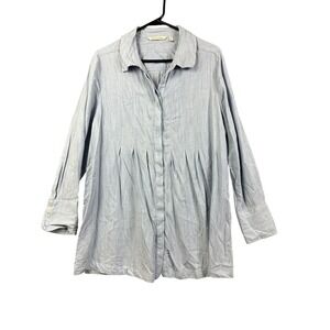 Soft Surroundings Shirt Womens Medium Blue 100% Tencel Lyocell Pleated Tunic Top